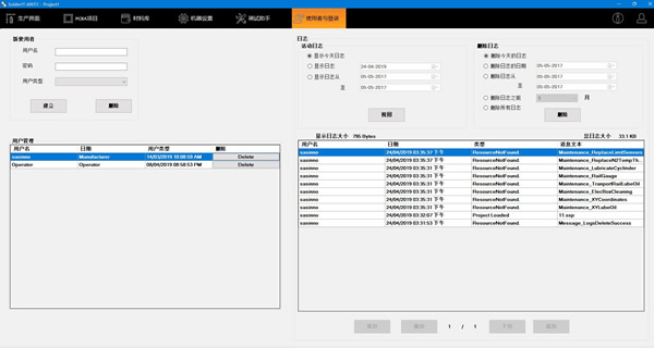 3 Level logging rights and date log information records. 